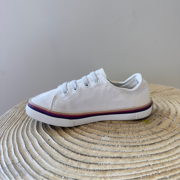 Janie and Jack White Toddler Sunset Stripe Sneakers with Size 9 - Picture 6 of 11